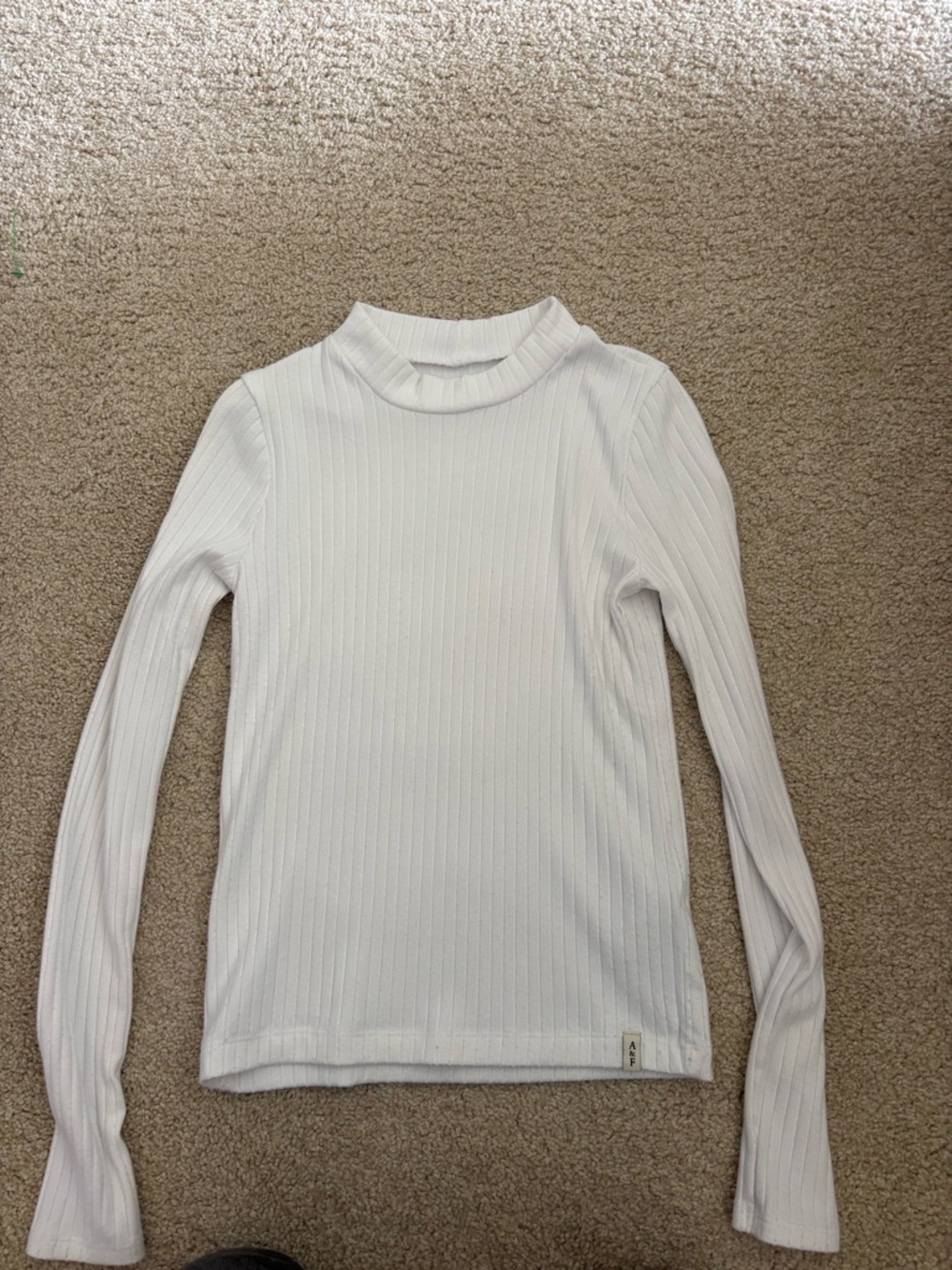 Girls Abercrombie kids white ribbed mock neck long sleeve shirt 11/12- soft